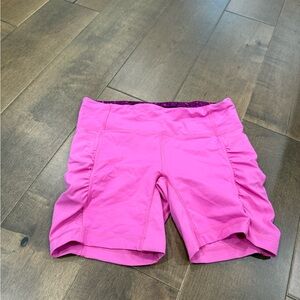 Lululemon Athletica Pink Athletic Shorts with Ruched Sides